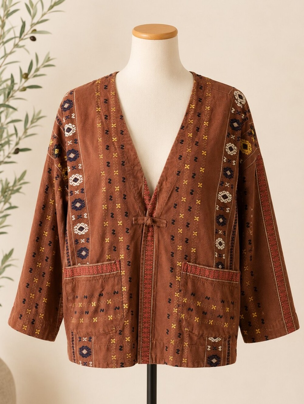 Madewell Shirttail Wrap Jacket Womens M Brown Jacquard Boho Festival Western
